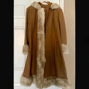 1960s Pia de Roma Camel Wool Swing Coat with Real Rabbit Fur Trim – Vintage Mod